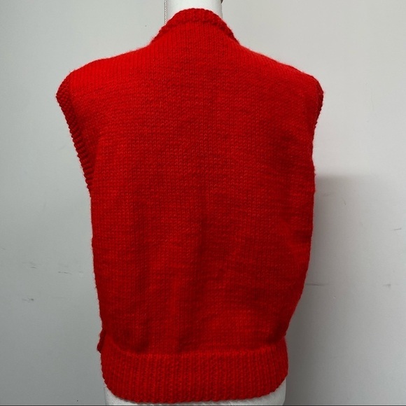 Vintage Handmade Red Knit Crew Neck Open Side Sweater Vest ESTIMATED SZ Small - Picture 5 of 11